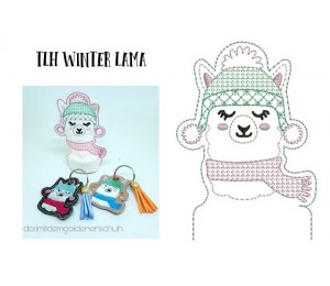 ITH Stickdatei - Teelichthülle Winter Lama